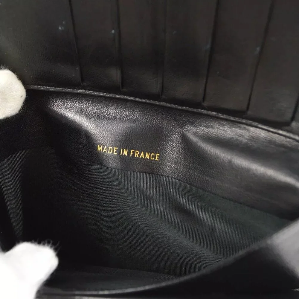 Chanel Long Bifold Wallet Purse Black Calfskin